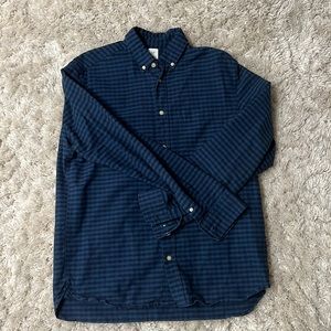 H&M Blue Plaid Regular Fit Button Down Shirt